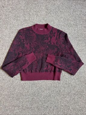 Express x Negin Mirsalehi Maroon and Black Snake-Print Mock Neck Sweater